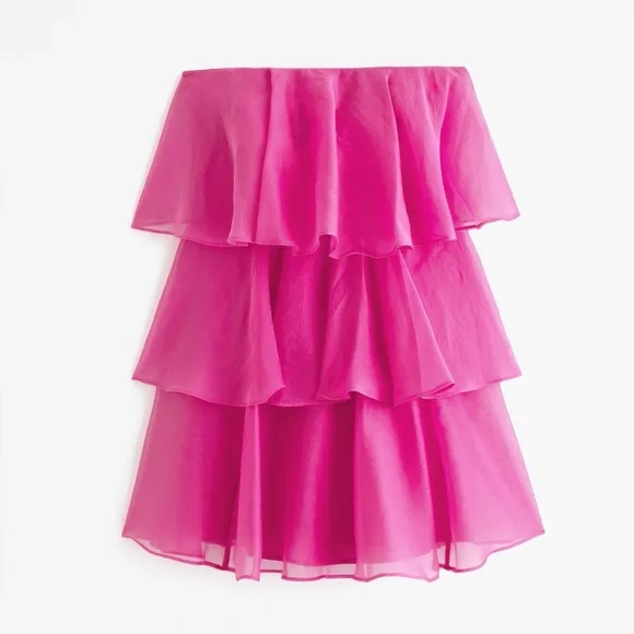 Organza Tiered Strapless Mini Dress - Picture 2 of 8